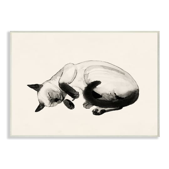 Stupell Industries Siamese Cat Nap Minimal Relaxed Pet Wall Plaque